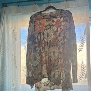 Show Me Your MuMu Floral Long Sleeve Top - Black, Orange, White